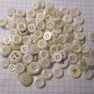 Vintage lot of Sewing Buttons - Large Mix of White Rounds